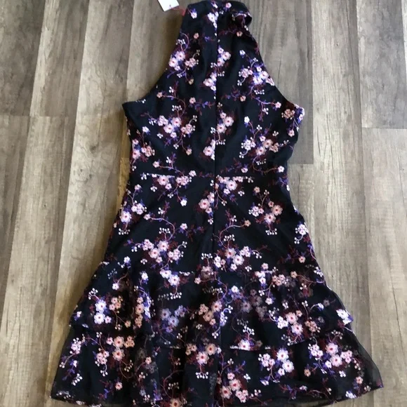 Parker Luana Black Floral Embroidered Halter Mini Dress 2 NEW - Picture 10 of 11